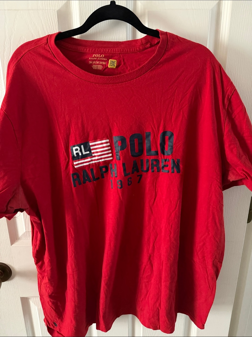 Polo by Ralph Lauren Red Short Sleeve Logo Tee with Navy Print